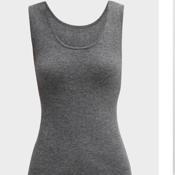 Neiman Marcus Cashmere Collection Cashmere Basic Tank Top Heather Grey M - Picture 10 of 10